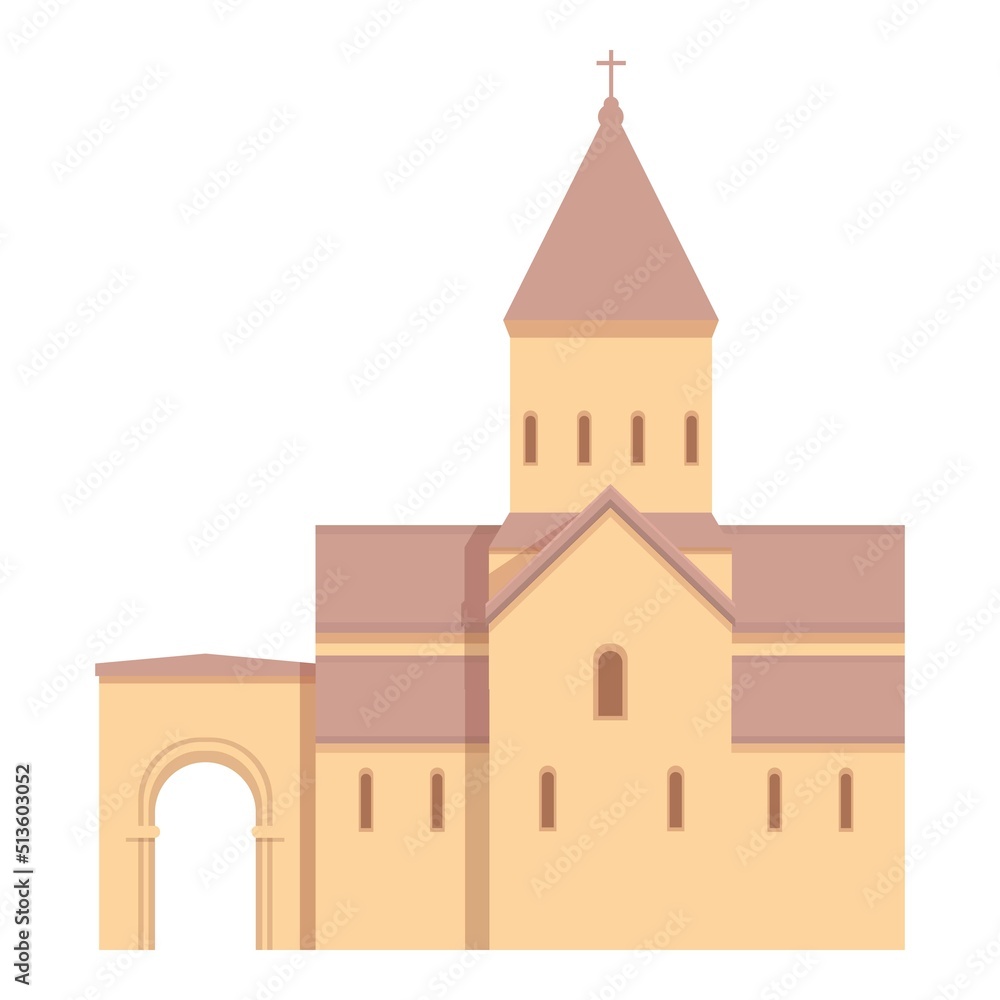 Armenia church icon cartoon vector. Monastery map. Travel country