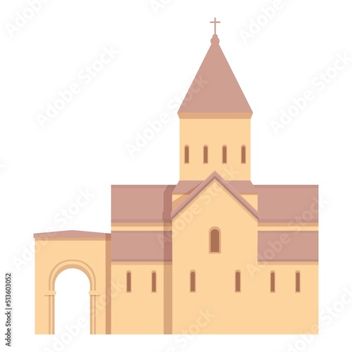 Armenia church icon cartoon vector. Monastery map. Travel country