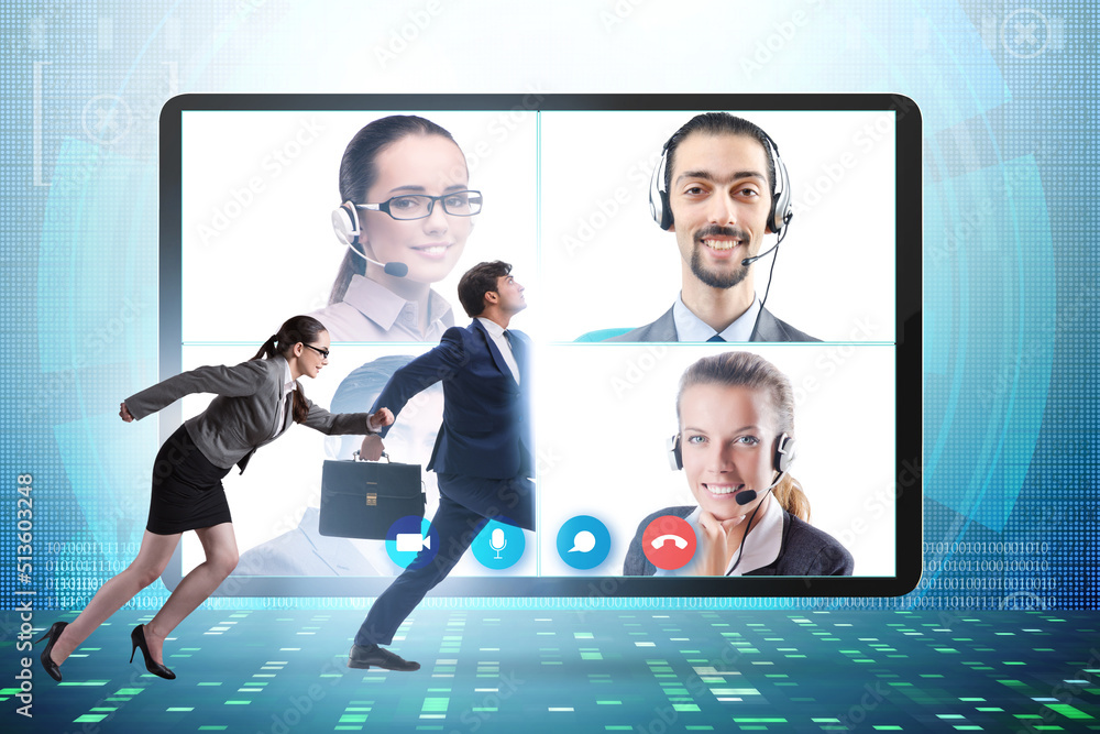 Videoconferencing concept with people in online call