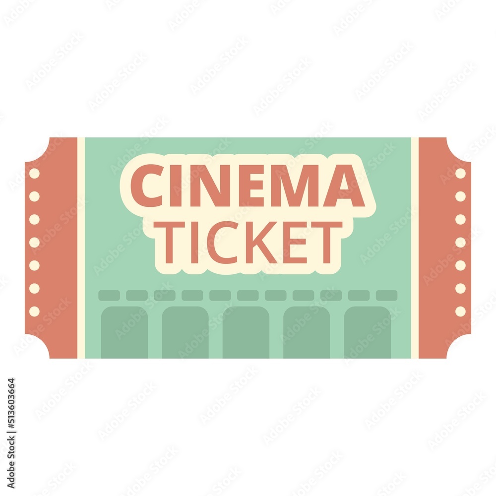 Festival cinema ticket icon cartoon vector. Movie event. Seat admit