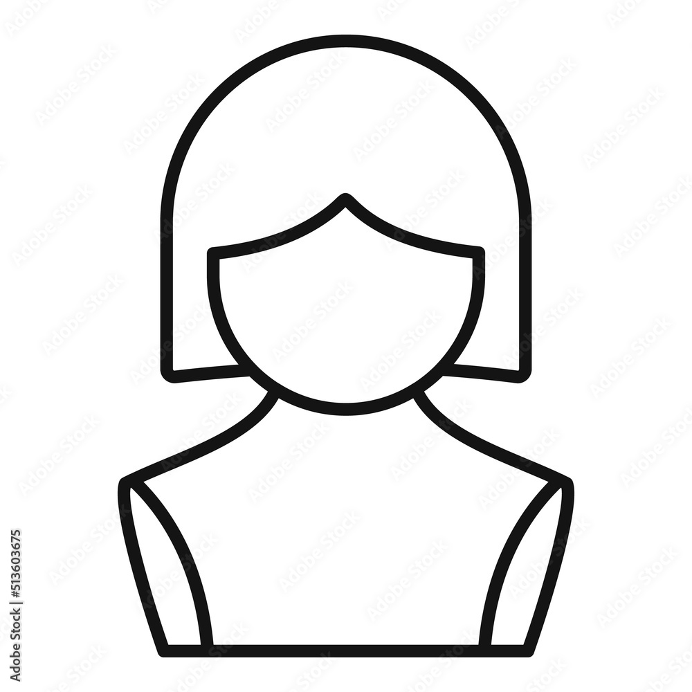 Short wig icon outline vector. Head style Short wig icon outline vector. Head style