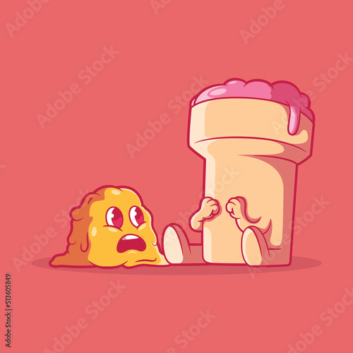 Ice-cream character lost his head vector illustration. Funny, food, imagination design concept.