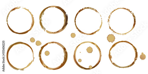 Vector coffee cup stains, Isolated On White Background, tea ring stamps Illustration