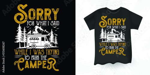 Funny Summer Vacation Vintage Camper camping T-shirt Design