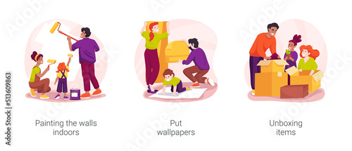 Home renovation isolated cartoon vector illustration set