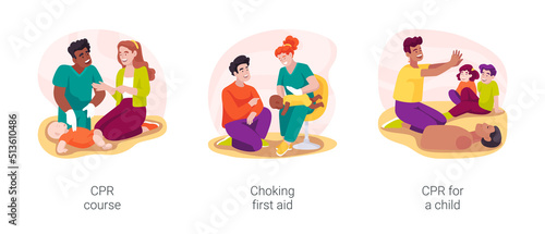 CPR course for parents isolated cartoon vector illustration set © Visual Generation