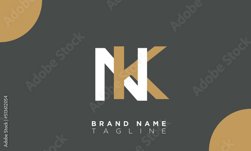 NK Alphabet letters Initials Monogram logo KN, N and K