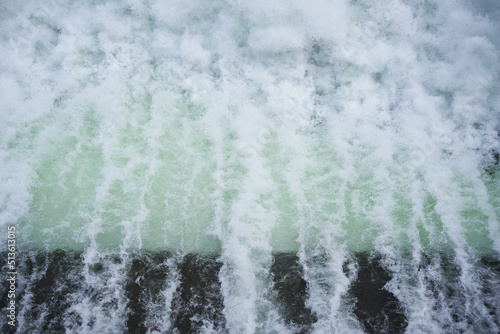 Surplus water flowing through a hydropower plant of the Gudbrandsdalslågen River, Oppland, Norway.	