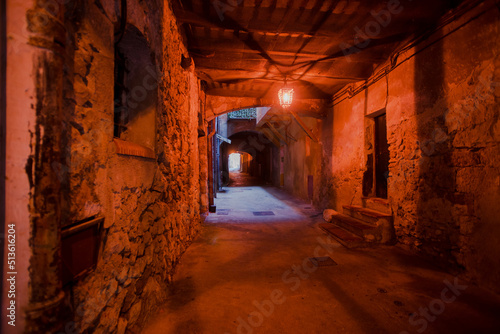 Bilde på lerret Dark street (rue obscure) in villefranche sur mer on the french riviera