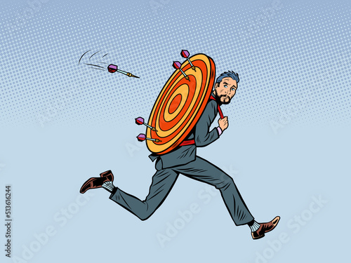 businessman man target runs away target dart target accuracy competition, sports fun and recreation