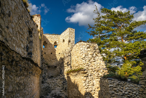 The Blatnica Castle, ruins of a medieval carpathian castle in north of Slovakia, Europe. photo