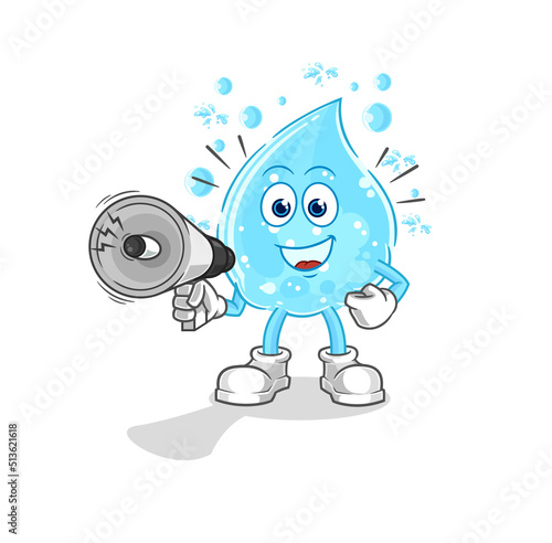 soda water holding hand loudspeakers vector. cartoon character