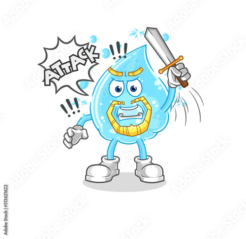 soda water knights attack with sword. cartoon mascot vector