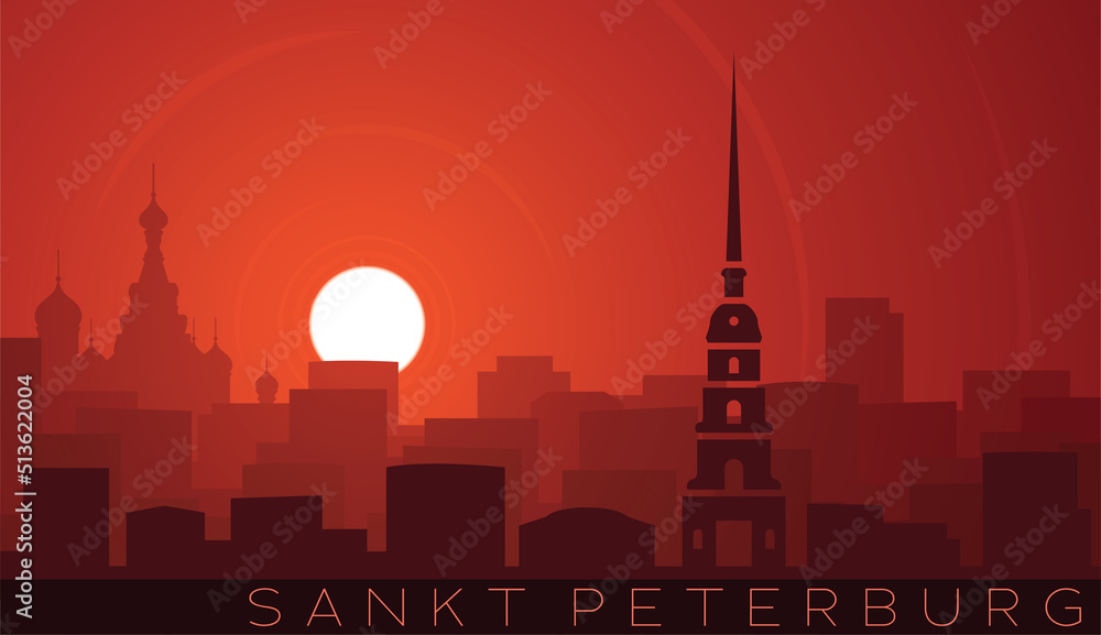 Saint Petersburg Low Sun Skyline Scene