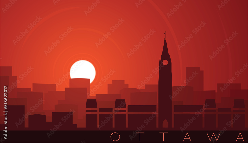 Naklejka premium Ottawa Low Sun Skyline Scene