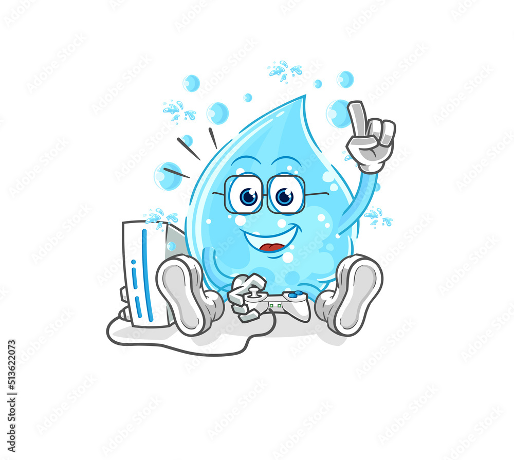 soda water playing video games. cartoon character soda water playing video games. cartoon character