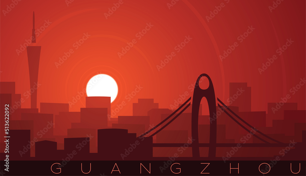 Guangzhou Low Sun Skyline Scene