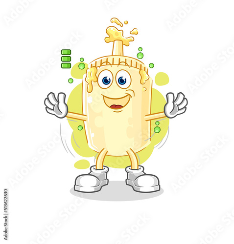 mayonnaise full battery character. cartoon mascot vector