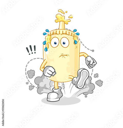 mayonnaise running illustration. character vector