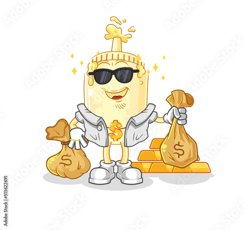 mayonnaise rich character. cartoon mascot vector