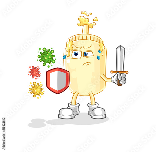 mayonnaise against viruses cartoon. cartoon mascot vector