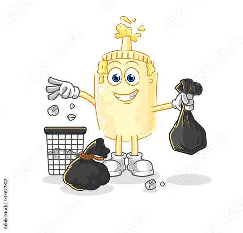 mayonnaise Throw garbage mascot. cartoon vector