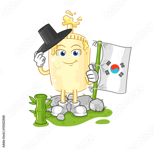 mayonnaise korean character. cartoon mascot vector