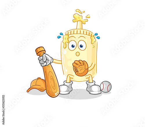 mayonnaise baseball Catcher cartoon. cartoon mascot vector