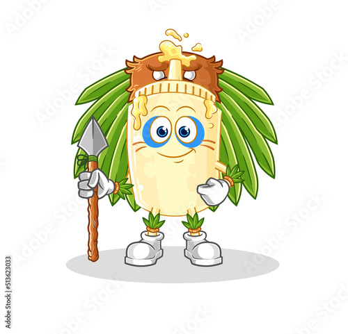 mayonnaise tribal man mascot. cartoon vector