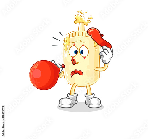 mayonnaise pantomime blowing balloon. cartoon mascot vector