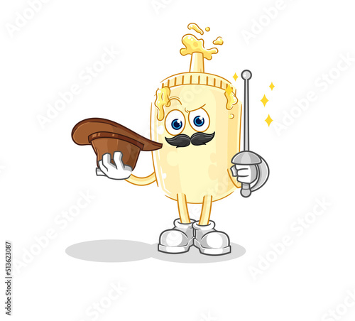 mayonnaise fencer character. cartoon mascot vector