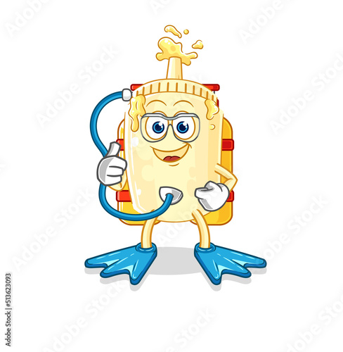 mayonnaise diver cartoon. cartoon mascot vector