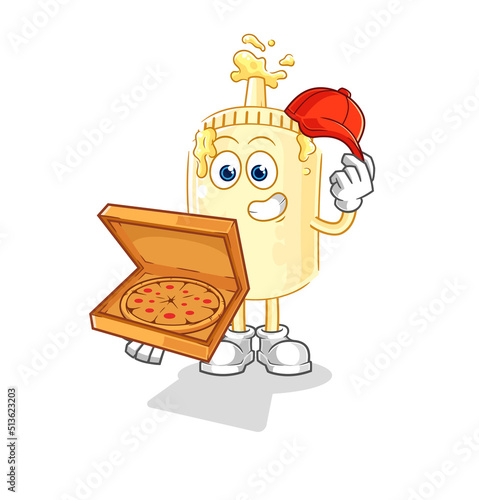 mayonnaise pizza delivery boy vector. cartoon character