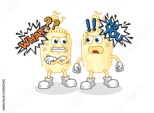 mayonnaise arguing each other cartoon vector