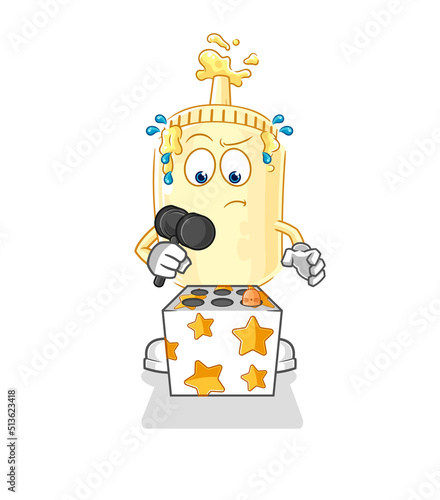 mayonnaise play whack a mole mascot. cartoon vector