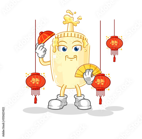 mayonnaise Chinese with lanterns illustration. character vector