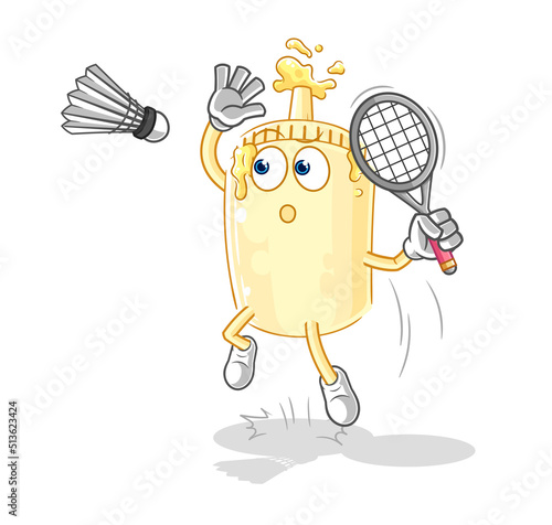 mayonnaise smash at badminton cartoon. cartoon mascot vector