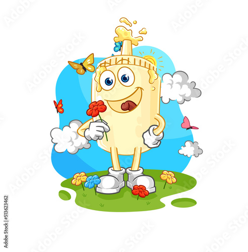 mayonnaise pick flowers in spring. character vector