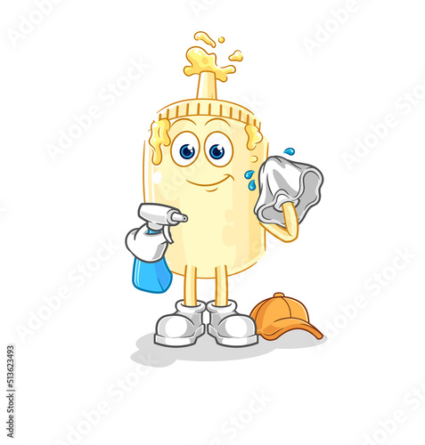 mayonnaise cleaner vector. cartoon character