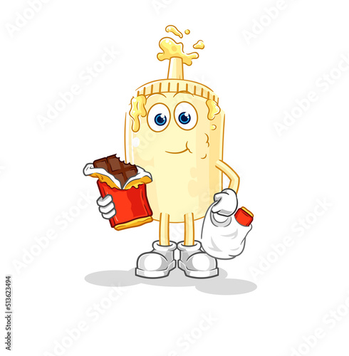 mayonnaise eat chocolate mascot. cartoon vector