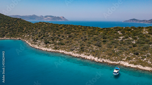 Cost of Turkey on Mediterranean Sea. Dive boat at Kas.