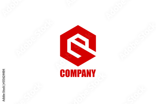 Hexagon vector logo element with initial G in  in positive space and E in negative space. Usable for general business logo