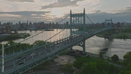 Robert F Kennedy bridge above the East River overlooking Randall's Island photo