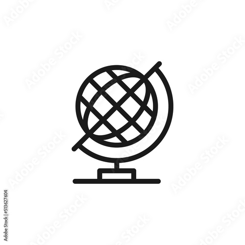 Science and education sign. Minimalistic monochrome vector symbol. Suitable for adverts  sites  articles  books. Vector line icon of globe