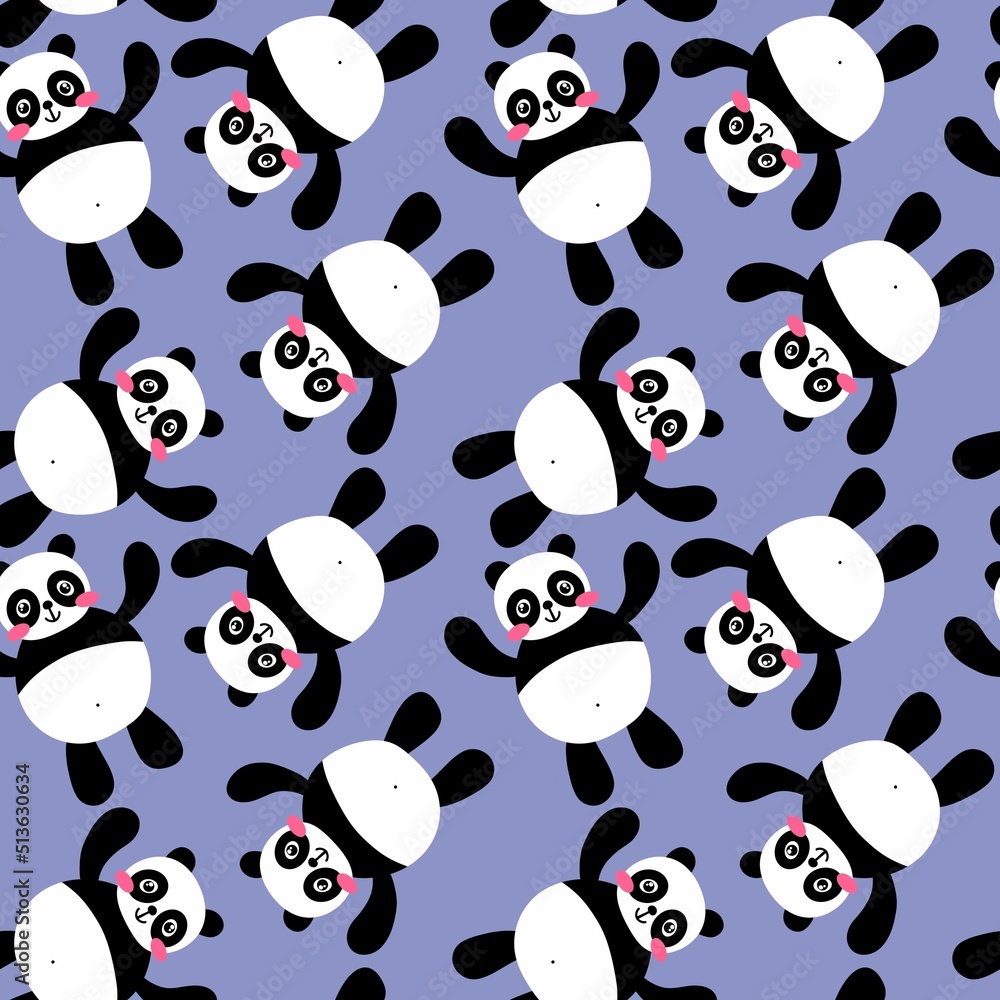 Cartoon seamless kawaii panda pattern for kids and fabrics and textiles ...