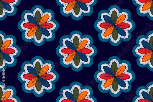 Ikat ethnic textile motif seamless pattern design. Aztec fabric carpet mandala ornaments textile decorations wallpaper. Tribal boho native turkey traditional embroidery vector background 