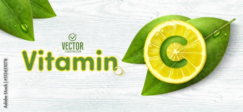 Vitamin C. Vector realistic illustration.