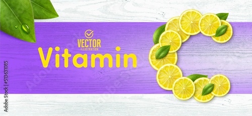 Vitamin C. Vector realistic illustration.