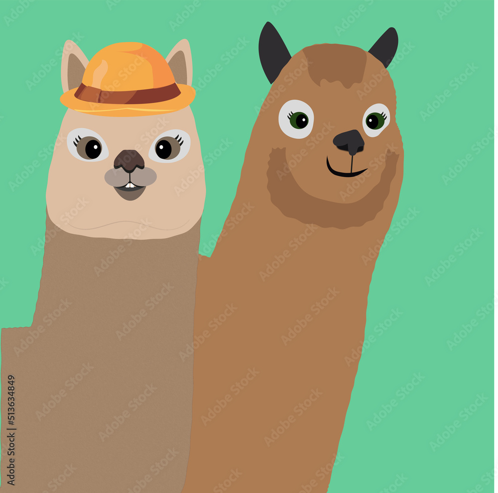 Illustration for postcards Aloha lama Illustration for postcards Aloha lama