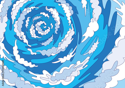 渦を巻いた青空と雲の背景